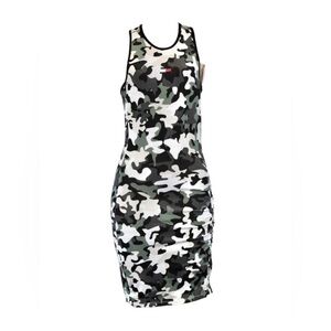 TOMMY HILFIGER SPORT CAMO-DRESS KNEE LENGTH BLACK/GREEN SLEEVELESS SIZE SMALL